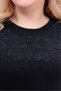 Women's Plus Size Embossed Tulle Floral Bead Detail Bottom Leather Look Flexible Viscose Long Sleeve Tunic - 3