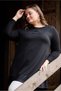 Women's Plus Size Embossed Tulle Floral Bead Detail Bottom Leather Look Flexible Viscose Long Sleeve Tunic