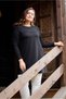 Women's Plus Size Embossed Tulle Floral Bead Detail Bottom Leather Look Flexible Viscose Long Sleeve Tunic - 8