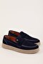 Men's Genuine Leather Casual Flötr Shoes (Moc-Toe) Cz.464 Navy Blue - 2