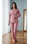 Ribbed Soft Cotton Women's Pajama Set with Bow Detail Long Sleeves - 4