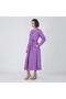 Purple Cotton Poplin Wrap-Style Midi Dress - 4