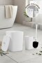 Sapphire Adhesive Toilet Brush Holder and Trash Can Set White 2-Piece Bathroom Set - 7
