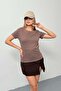 Women's Crew Neck 100% Cotton Basic T-Shirt Light Brown - 26Y 26504