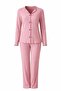 Ribbed Soft Cotton Women's Pajama Set with Bow Detail Long Sleeves - 5