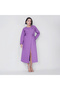 Purple Cotton Poplin Wrap-Style Midi Dress - 2