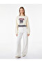 Comfortable Fit Long Sleeve Crop Printed Sweatshirt with Halter Neck Detail - 2