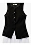 Crew Neck Buttoned Vest Detail Sleeveless A-Line Long Dress - 5