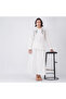 White Cotton Poplin Shirt with Floral Embroidery & Ruffle Hem - 2