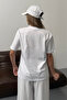Women's Silver Accessory Detailed 100% Cotton T-Shirt White - 26Y 26510 - 5