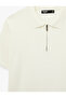 Regular Fit Viscose Half Zipper Short Sleeve Knitwear T-Shirt - 3