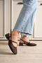 Brown Women’s Sandals Ballet Flats Short Block Heel Woven