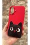 Cute Black Cat Patterned Silicone Shock-Absorbing Classic Protected Rubber Case Compatible with iPhone 16 Plus - 3