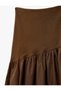 Zippered Ruffled Cotton Asymmetrical Stitched Midi Skirt - 5