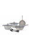 Essentials 9-Piece Warm-Grey Granite Cookware Set | Non-Stick Pots and Pans Set | PR80976
