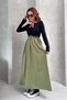 Women's Maxi Length Skirt, Woven Poplin Top, Modal Soft Stretchy Fabric, Stylish Dress with Belt - 3