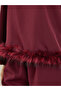 Burgundy Faux Feather Trim Blouse and Pants Co-ords - 3