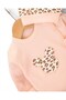 Baby Girl 100% Cotton Leopard Patterned Embroidered Hat, Self-Gloved 3-Piece Bodysuit Set - 3
