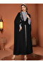 Women's Solid Rhinestone Embellished Wide Sleeve and Mock Neck Maxi Dress Set