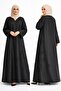 Black Abaya With handmade Circles at the bottom + head scarf - 2