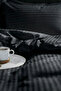 Single Cotton - Satin 210 Tc (83 Thread) Striped Duvet Cover Set Black