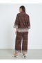 Women Brown Embroidered Shirt and Trousers Co-Ords - 5