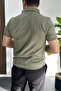 Men's Patterned Polo Neck T-Shirt Light Green Edw457 - 3