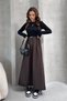 Women's Maxi Length Skirt, Woven Poplin Top, Modal Soft Stretchy Fabric, Stylish Dress with Belt