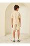 Boys Beige Tropical Print Shirt and Shorts Set - 5