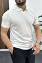 Men's Open Collar Plain T-Shirt White Edw461 - 2