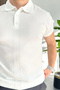 Men's Patterned Polo Neck T-Shirt White Edw460 - 4