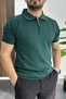 Men's Patterned Polo Neck T-Shirt Green Edw457 - 3