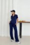 Women's Modal Fabric Basic Short Sleeve Polo Collar Tracksuit Set - 3