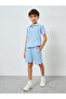 Boys Blue Cotton Polo and Shorts Set - 3