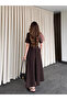 Brown Dress with Removable Brooch - 3151 - 7