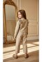 Girl's Ruffle Detailed 2-Piece Denim Set-Beige - 2