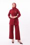 Shirt Collar Belted Waist Double Crepe Woven Hijab Suit 1181 - 5