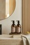 Set of 2 Amber Glass Soap Dispensers with Wooden Stands - 500 ml Liquid Soap and Lotion Dispenser - 500Hhccoval - 4