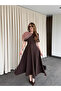 Brown Dress with Removable Brooch - 3151 - 2