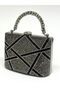 Women's Cross Stone Platinum Evening Dress Clutch Chain Strap Handheld Wedding Engagement Evening Bag - 2