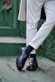 Denver Model Genuine Leather Handmade Navy Blue Casual Shoes - 4