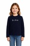 Girls' Long Sleeve T-Shirt with Stone Detail – Soft Textured, Stylish for Everyday Wear - 2