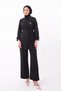 Shirt Collar Belted Waist Double Crepe Woven Hijab Suit 1181