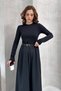 Women's Stylish Daily Dress with Waist Belt and Two-Color Combination - 4