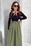 Women's Stylish Daily Dress with Waist Belt and Two-Color Combination - 4
