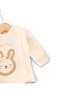 Baby Girl 100% Cotton Süzene Rabbit Embroidered Hat, Self-Gloved 3-Piece Bodysuit Set - 7