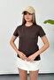 Women's 100% Cotton T-Shirt with Key Accessory Brown - 26Y 26515 - 4