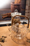 Bamboo Handle Borosilicate Glass Teapot with Glass Strainer, Fire-Resistant Pumpkin Wave Pattern Glass Teapot 1000ml - 3