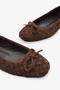 Carlot Women's Genuine Leather Ballerinas - Brown Suede - 4
