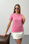 Women's 100% Cotton T-Shirt with Key Accessory Pink - 26Y 26515 - 3